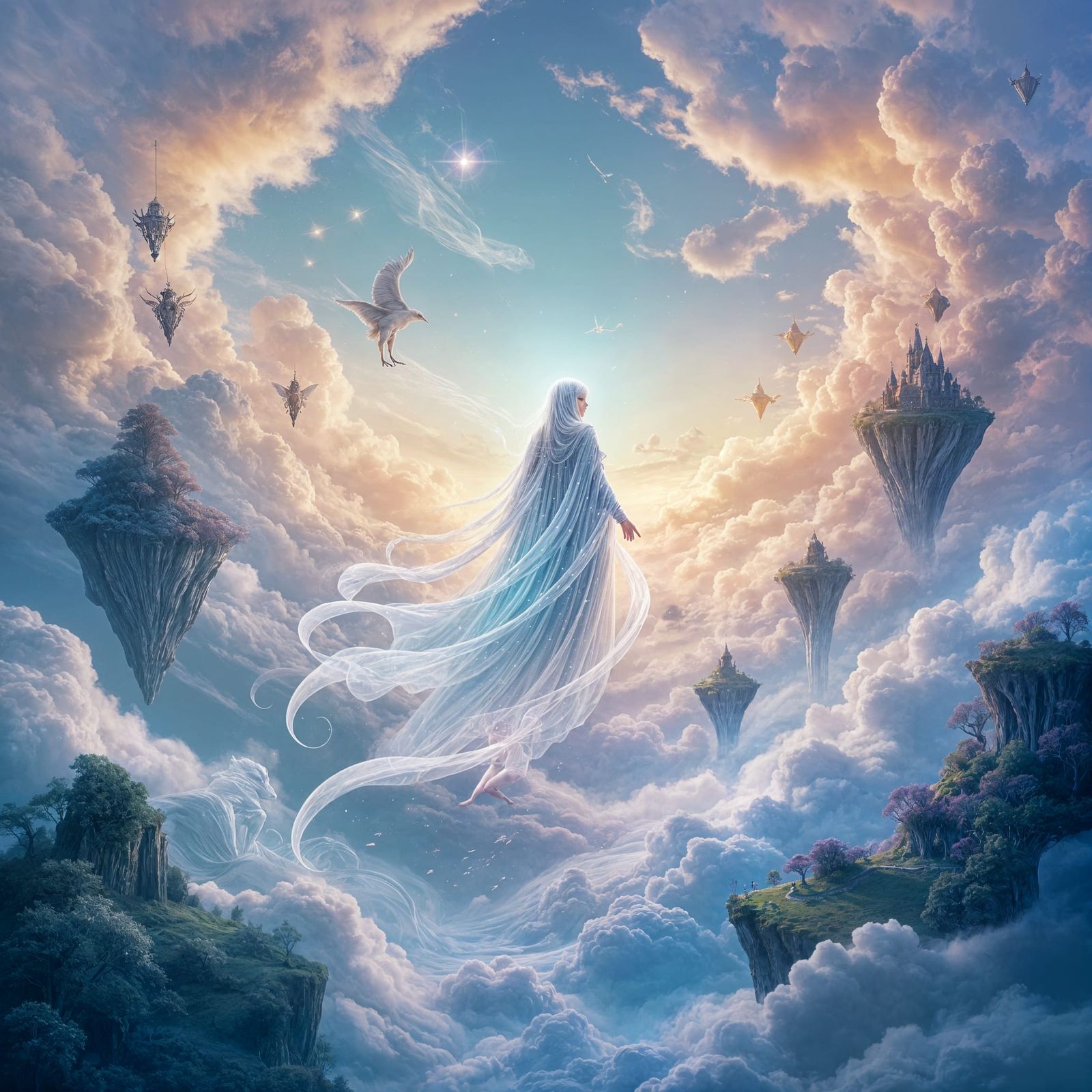 Ethereal Magical Creature in Dreamlike Fantasy Landscape