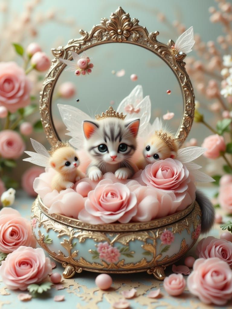Kitten Fairyland Portal in Rococo Style