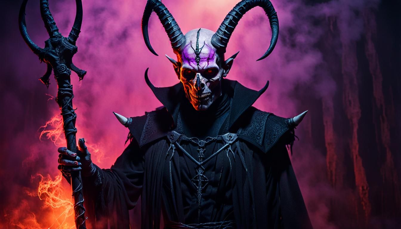 Menacing Necromancer Portrait in Dark Fantasy Style