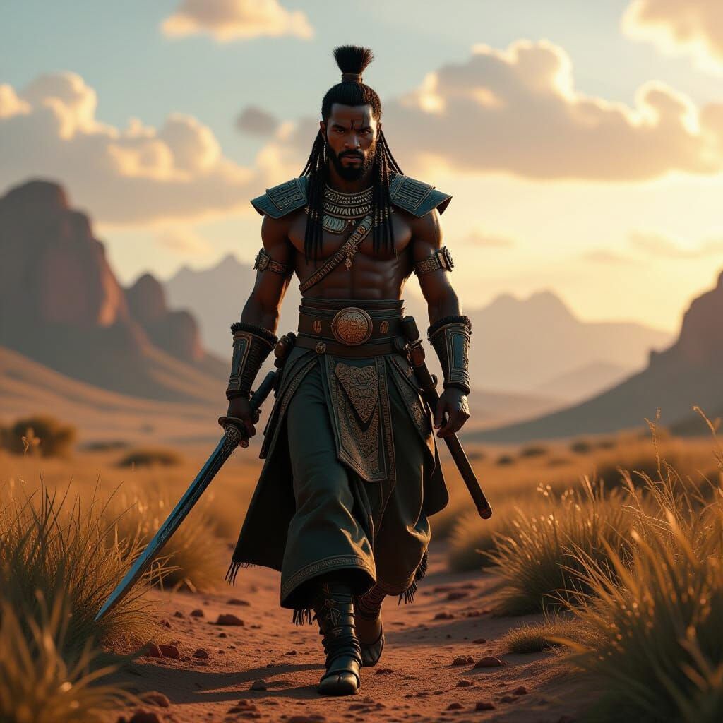 Wakandan Warrior in Golden Hour Light