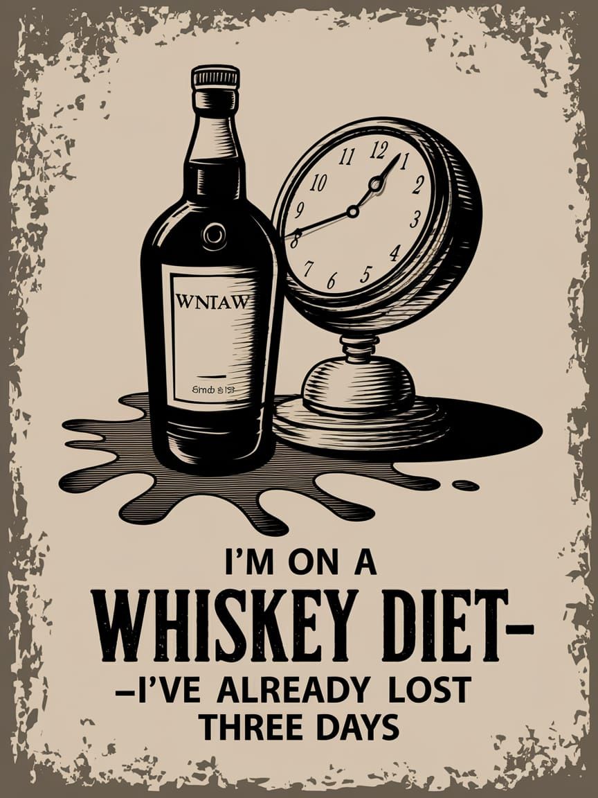 Vintage Whiskey Bottle Mockup with Distressed Clock and Worn...