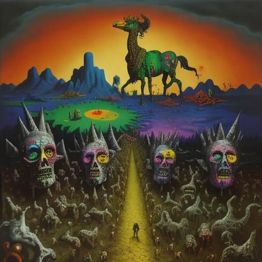 Glittercore Zombie Horde in Surrealist Style