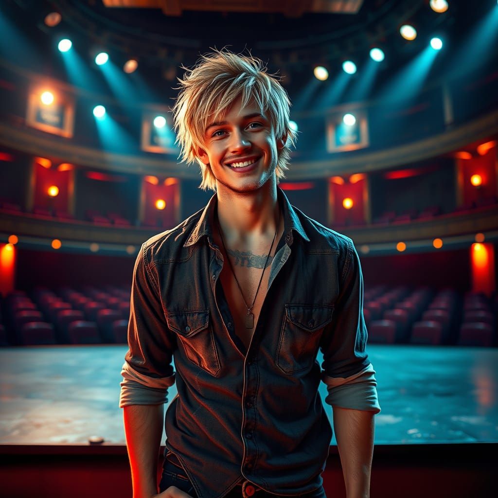 Rockstar on Stage with Triadic Lighting