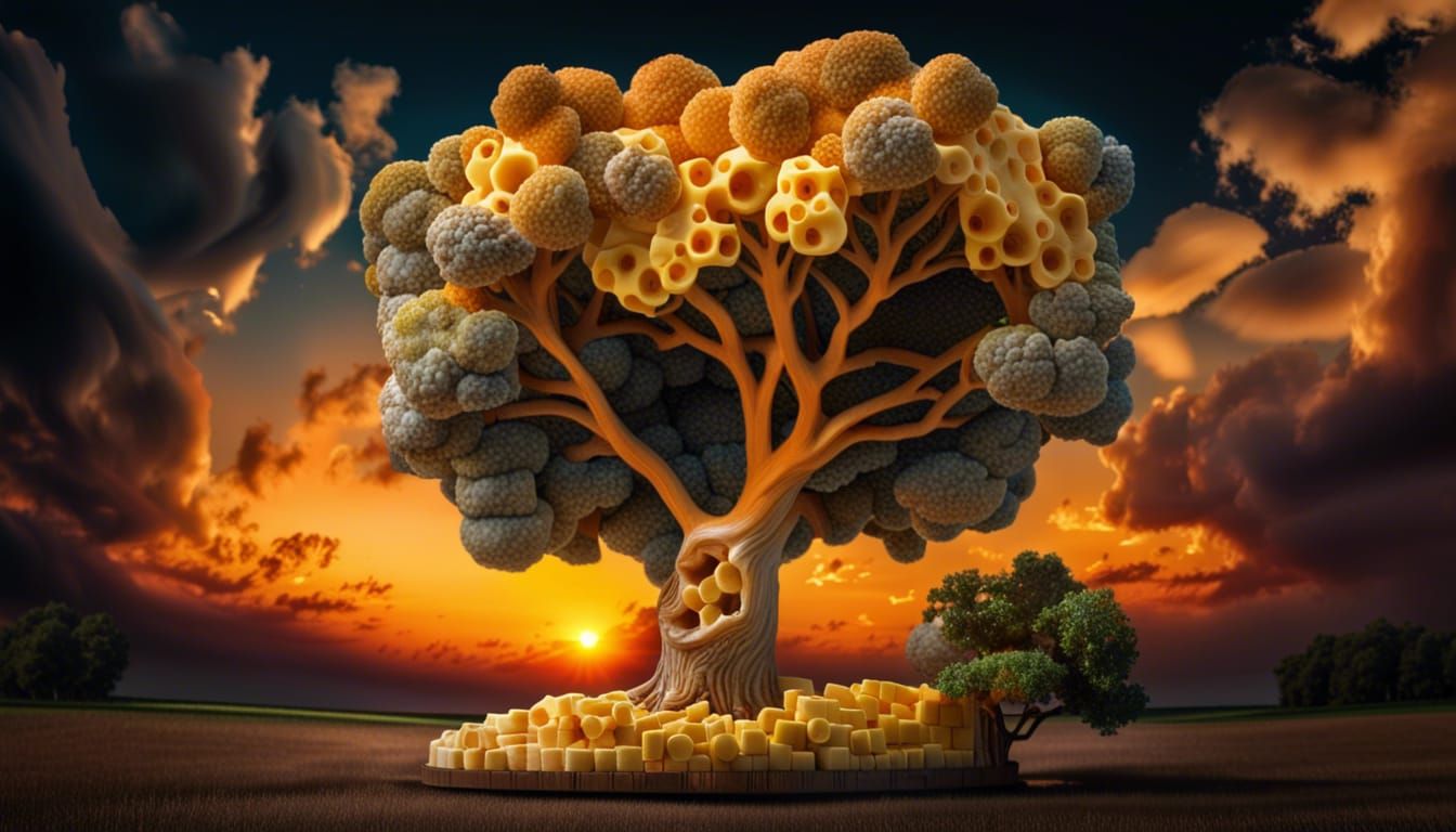 Cheese Tree in Sunset Godrays, HDR 4K