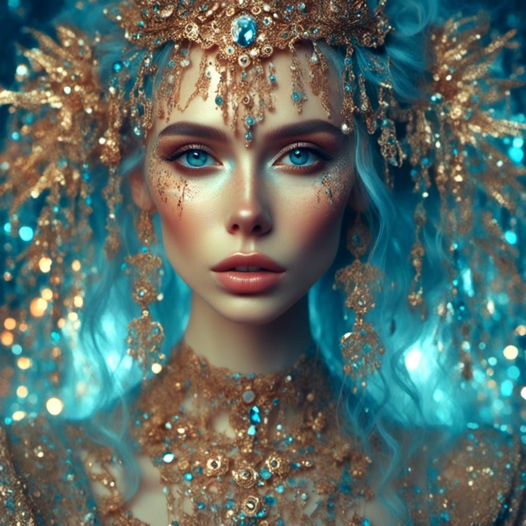 Beautiful Woman in Bling Outfit with Bokeh Effect