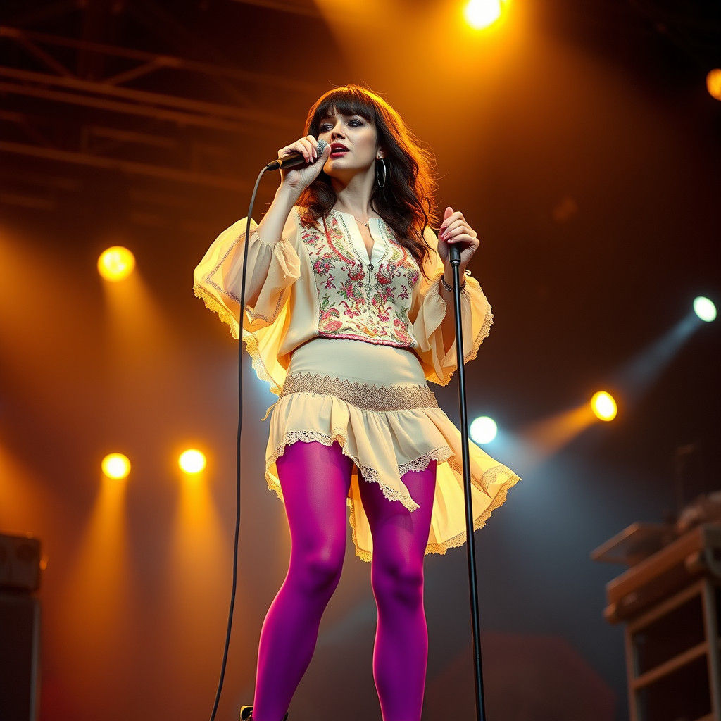 1970s Rock Star on Stage in Psychedelic Style