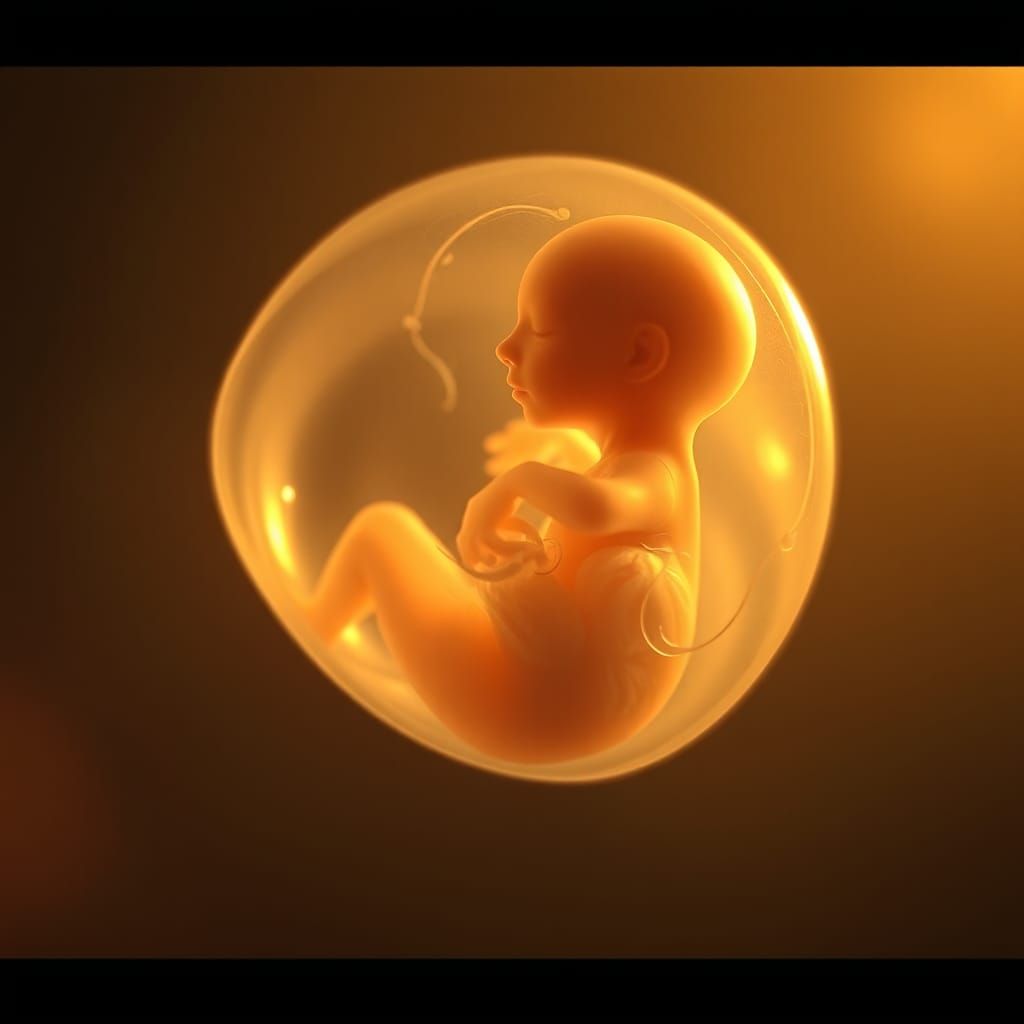 Glowing Embryo in Dreamlike Visionary Art Style