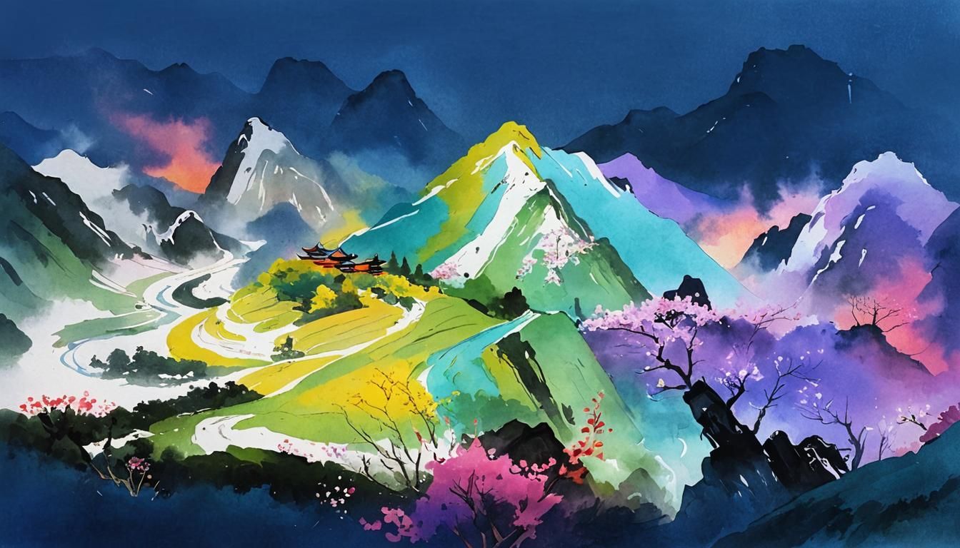 Serene Shaolin Temple in Misty Mountain Landscape