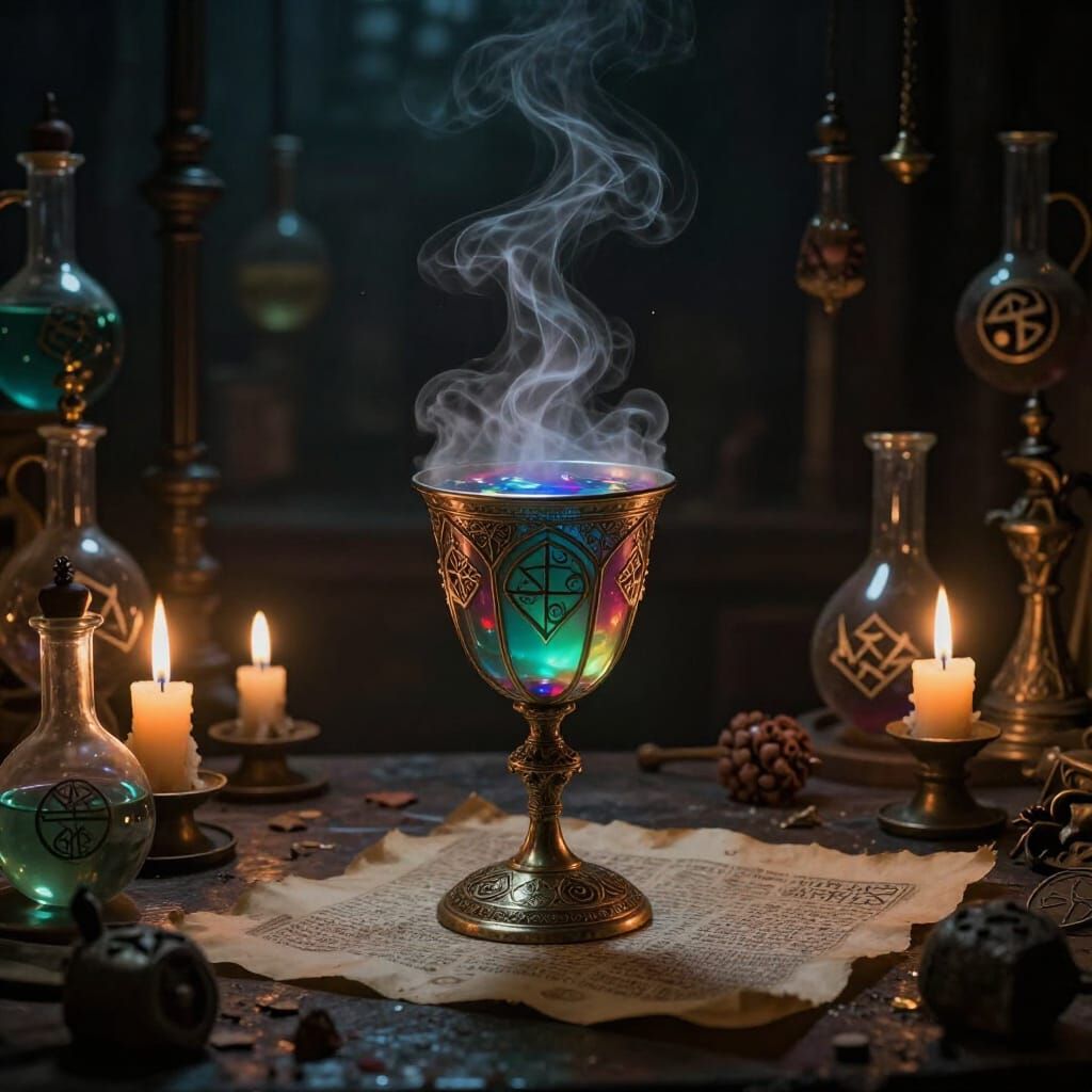 Mysterious Alchemist's Study Filled with Arcane Symbols