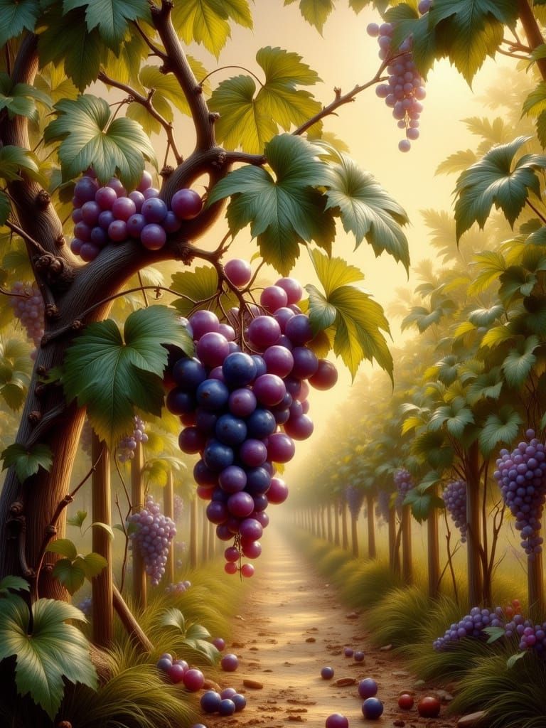 Grapes on the Vine in an Italian Fresco Style