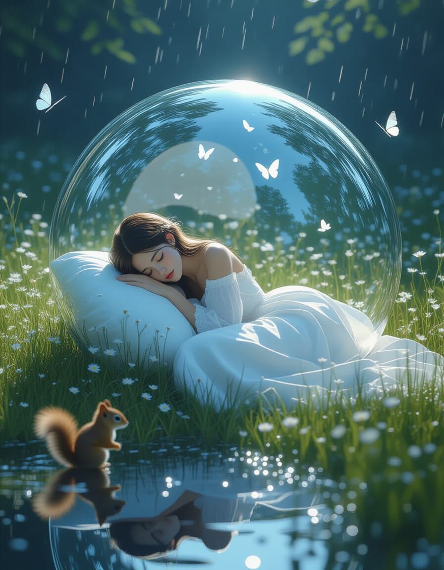 Dreamy Sleep in a Glass Sphere