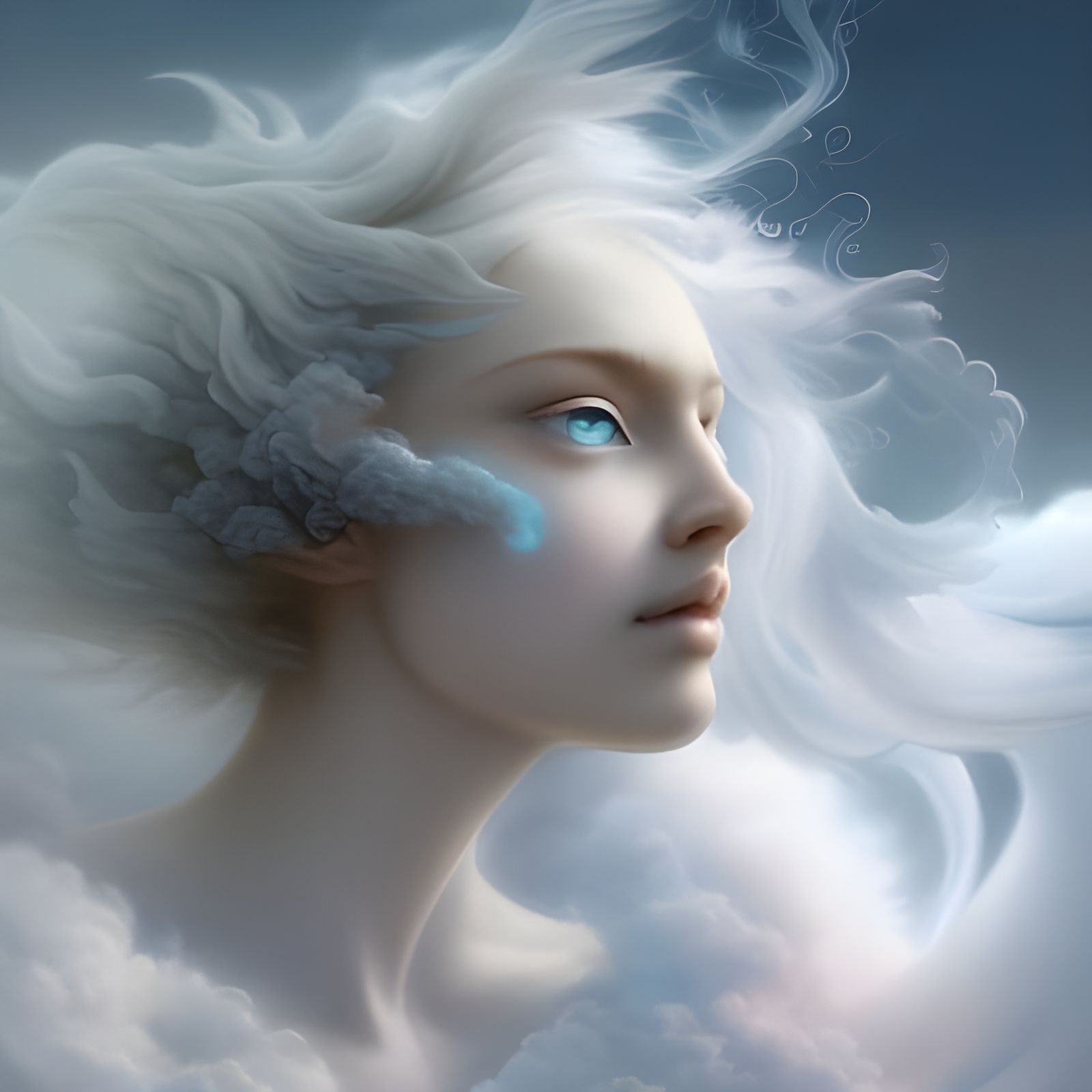 Detailed Cloud Elemental Portrait in Fantasycore Style