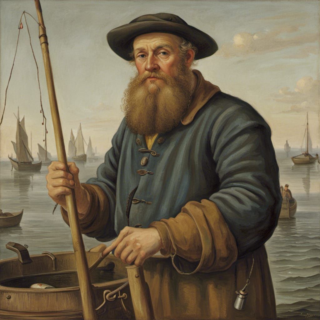 Fisherman in the Style of Old Masters Painting