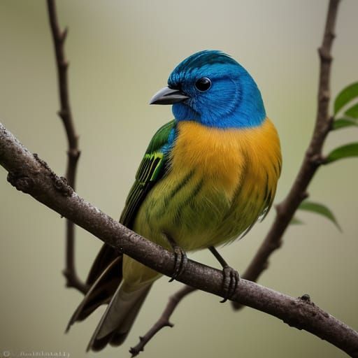 Vibrant Liocichla Phoenicea Perched on Misty Forest Branch