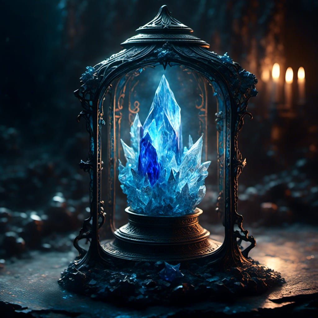 Elven Crystal Lantern with Blue Flame
