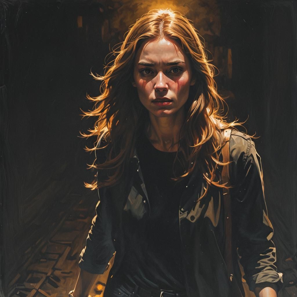 Woman Emerging from Shadows into Sunlight