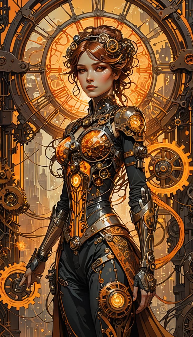 Steampunk Fairy in Metropolis: Retrofuturist Art Nouveau