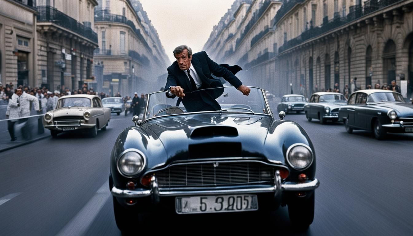 Parisian High-Speed Chase Scene with Determined Man