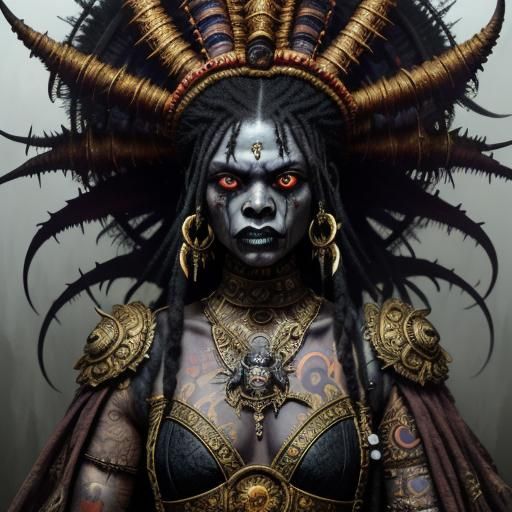 Ornate Voodoo Goth in Psychotic UHD Portrait