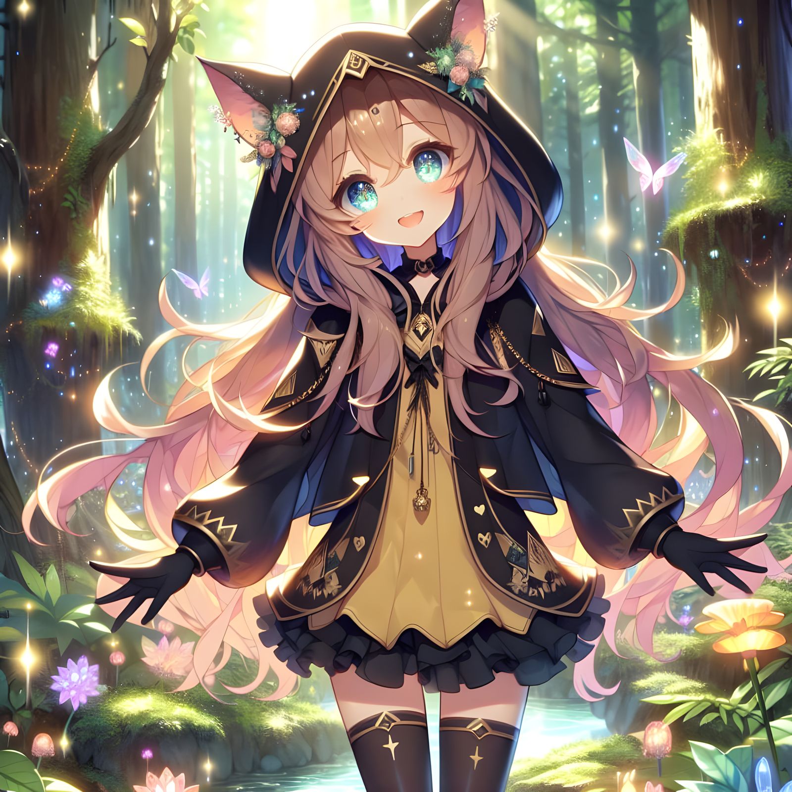 Anime Girl in Enchanted Forest with Creature Outfit