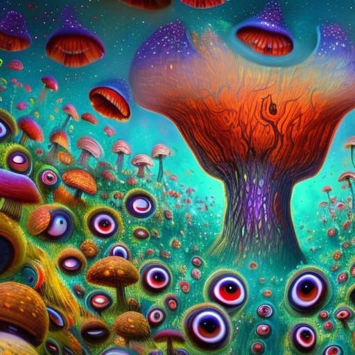 Psychedelic Eyeballs and Mushrooms in Cosmic Space