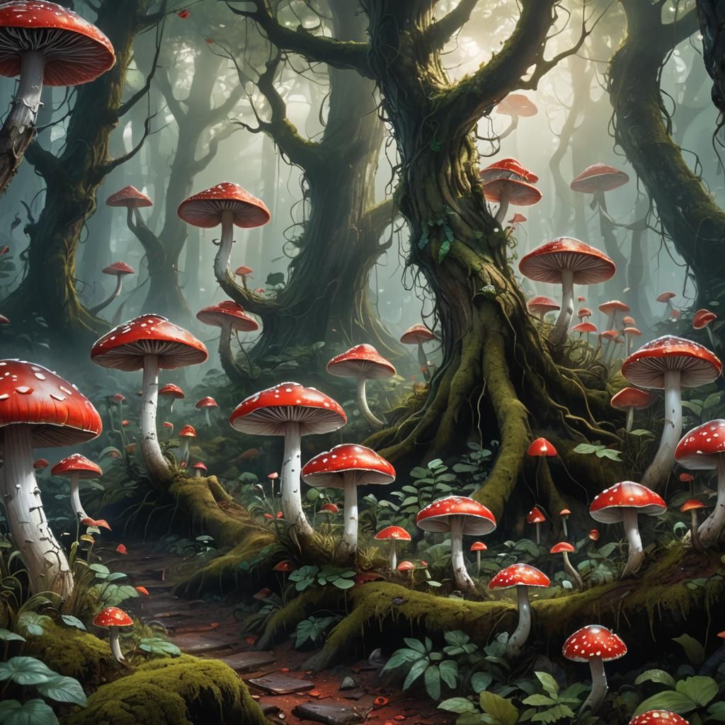 Enchanted Mushroom in Mystical Forest Concept Art