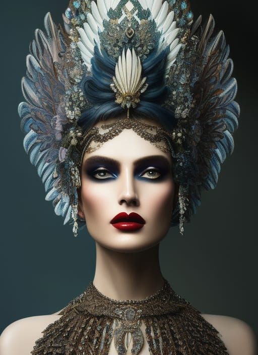 Angelic Woman Warrior in White and Gold