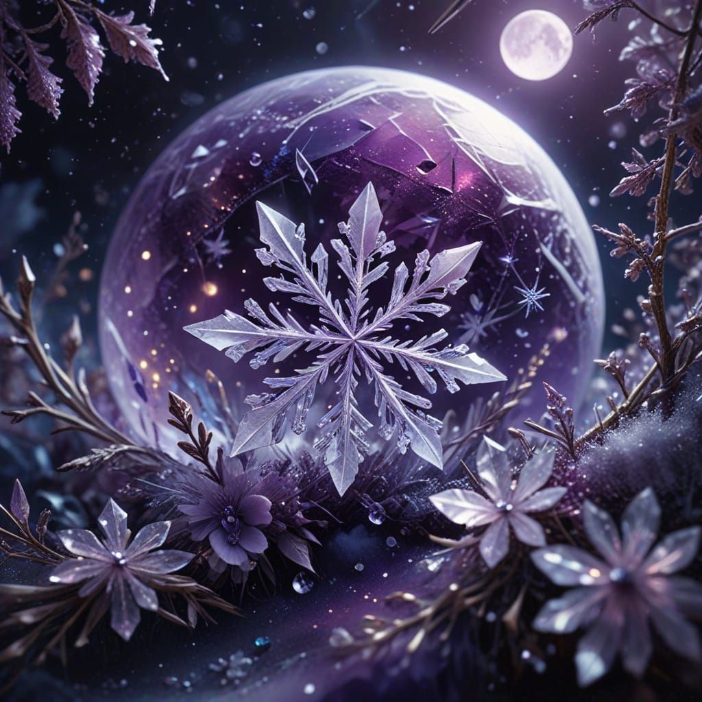 Magical Purple Crystal Emitting Musical Notes in Oil Paintin...