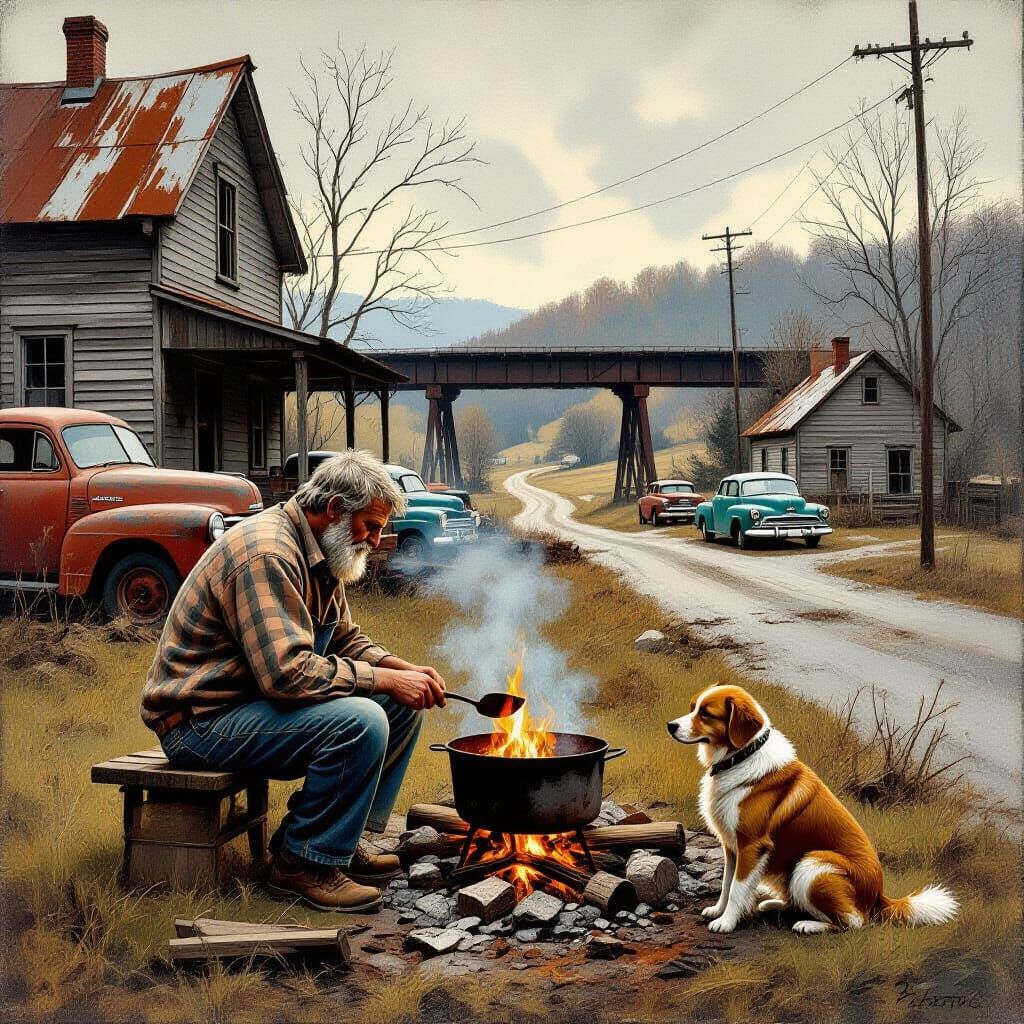Rustic Cooking Scene in West Virginia, Americana Style