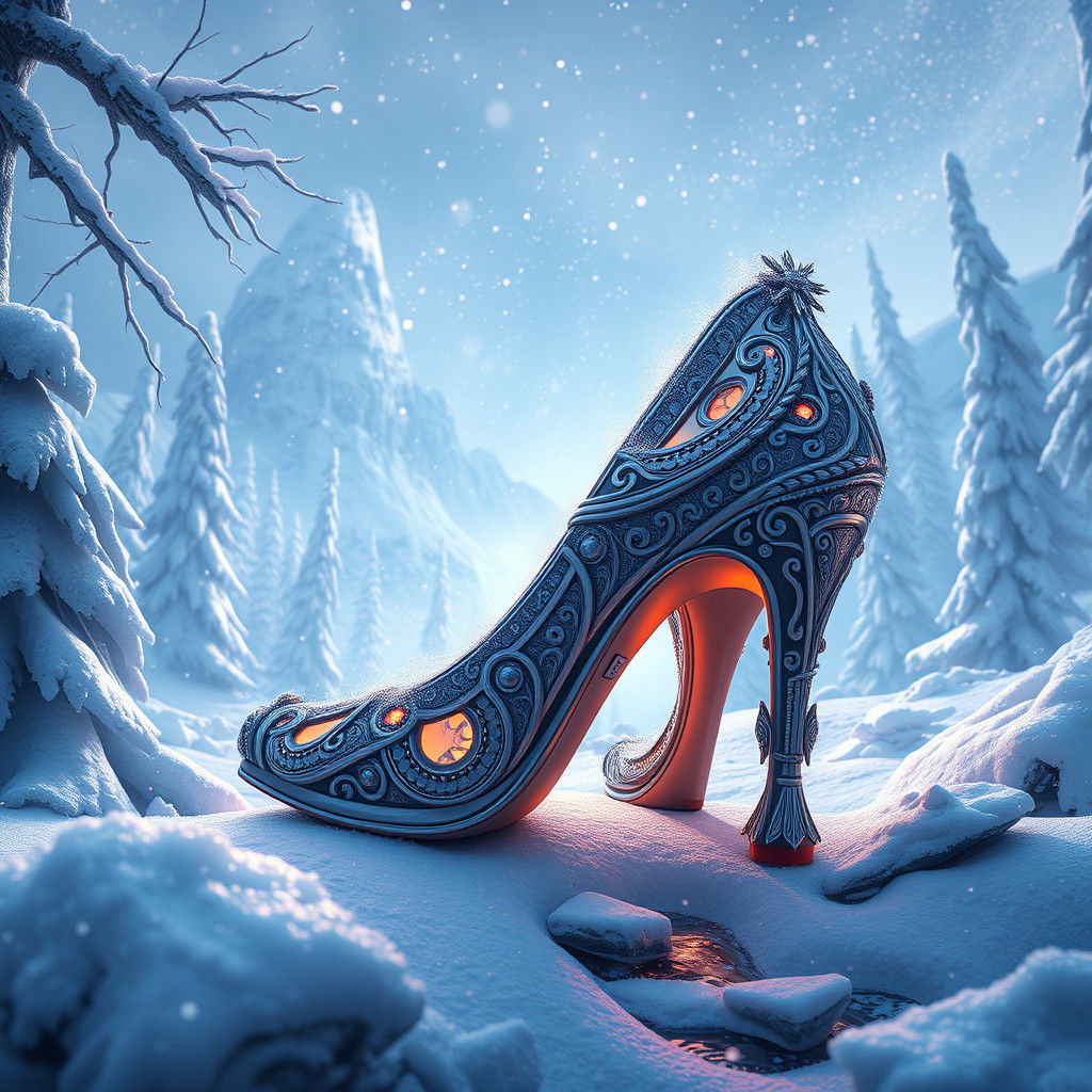 Snowy Wonderland High Heels in Detailed Matte Painting