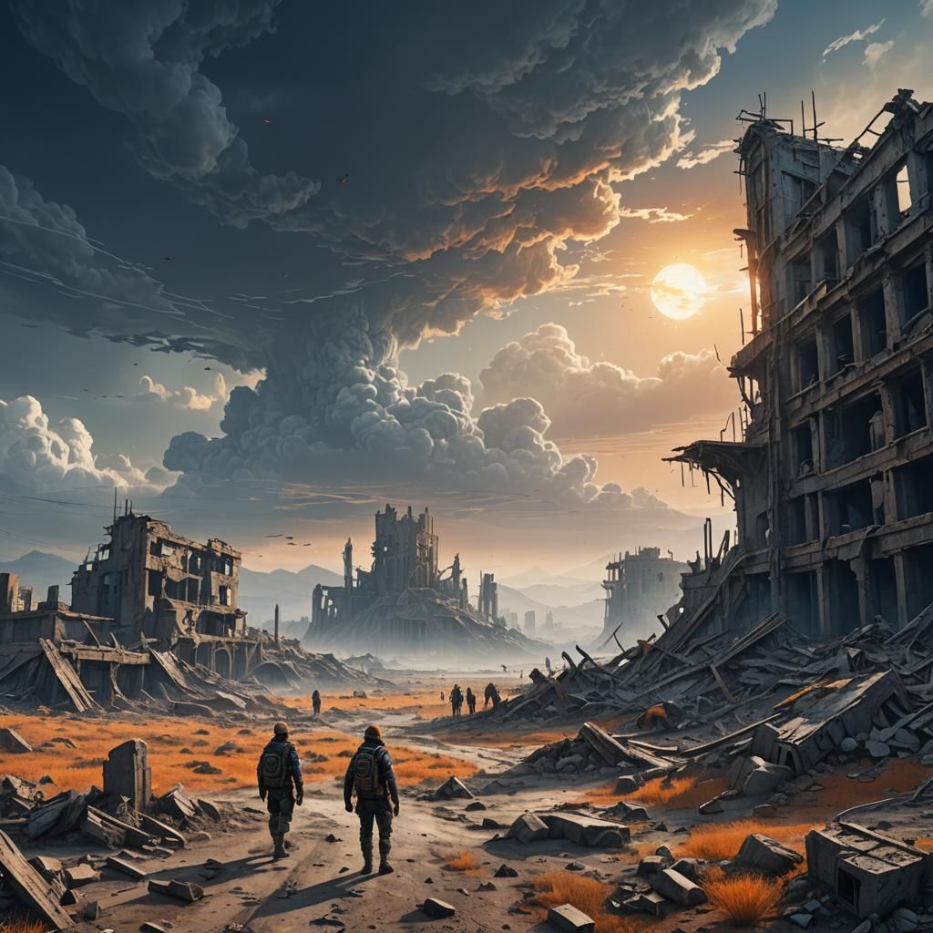 Post-Apocalyptic Landscape in Doodle Style