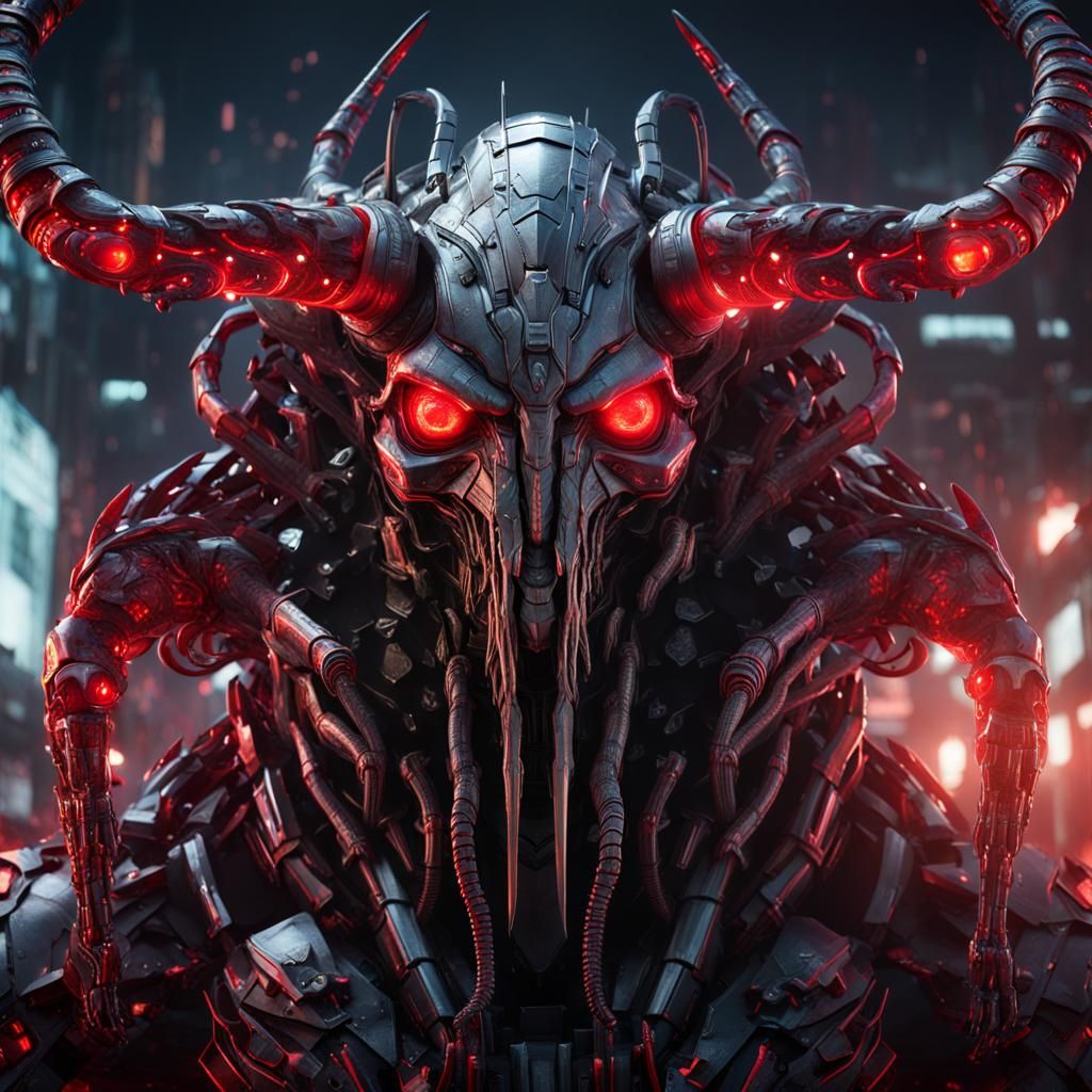 Cybernetic Sentinel with Tentacles in Detailed Digital Art