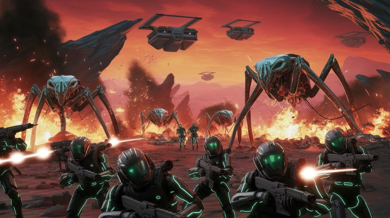 Chaotic Battlefield Under Alien Sky