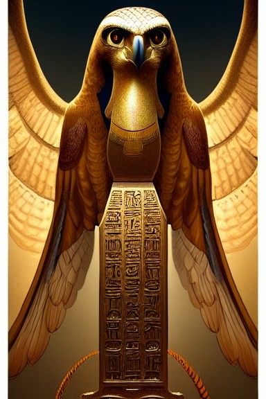 Egyptian Falcon God Horus Portrait, Mystical Painting