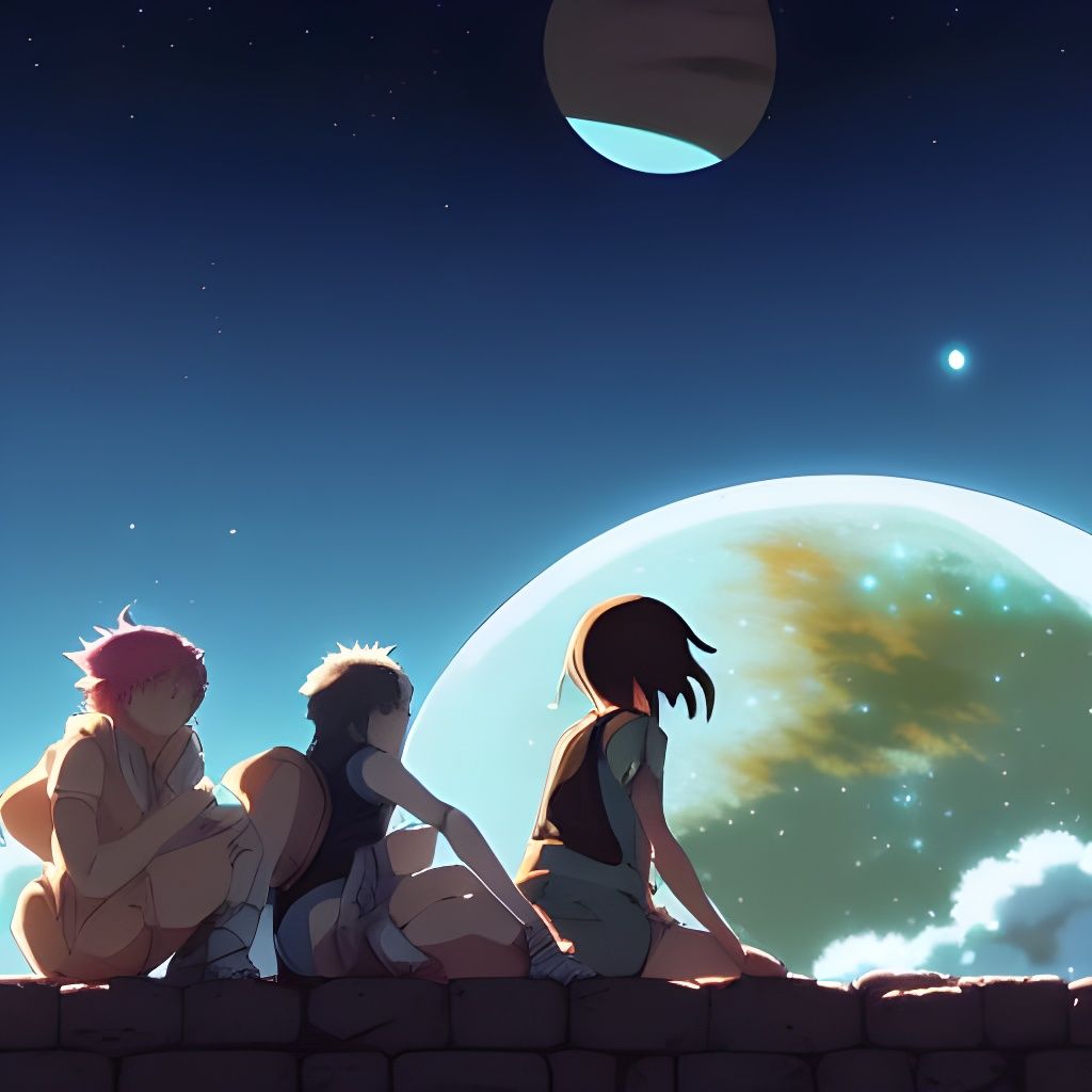 Jupiter Moons in Anime Style by Shinkai