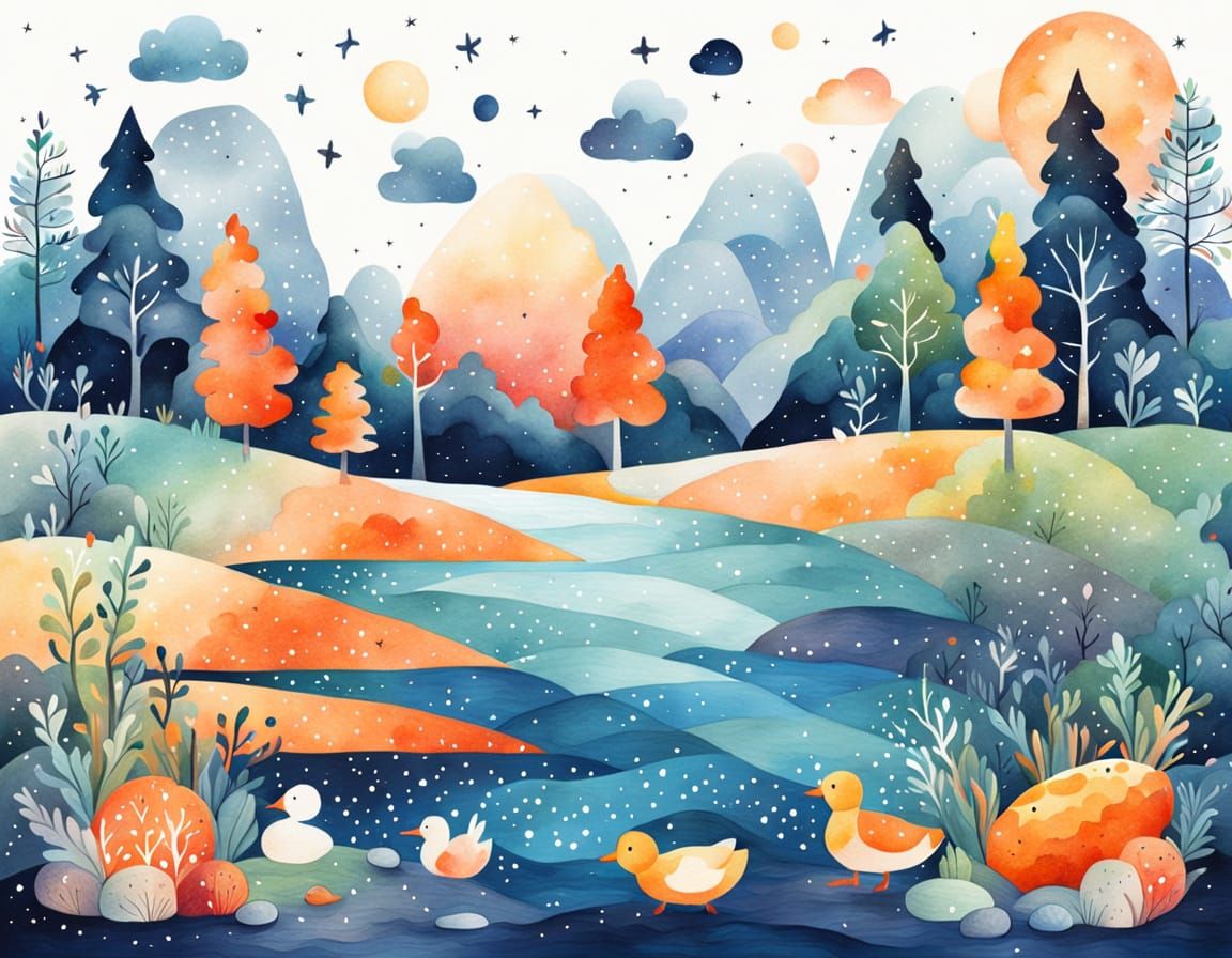 Surreal Landscape Merging with Beach Holiday Scene