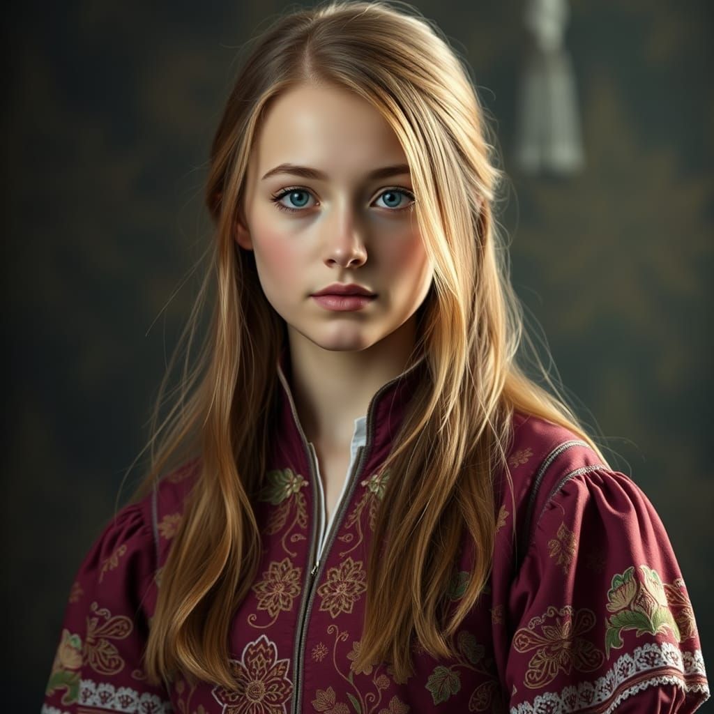 Slavic Beauty Balances Worlds in Fantasy Art
