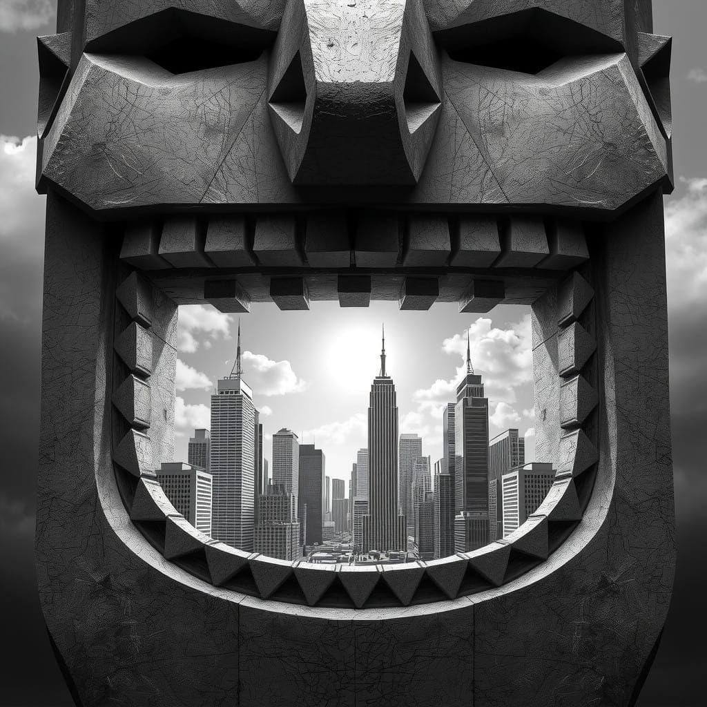 A Haunting Concrete Monolith Reveals a Cityscape