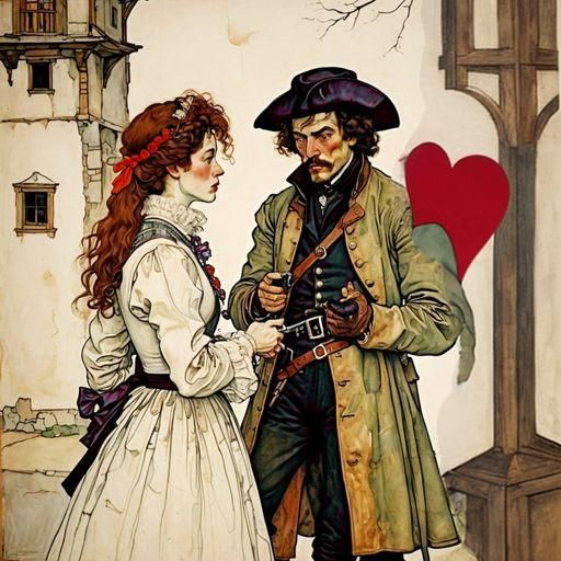 Lovers in Expressionist Style Digital Painting