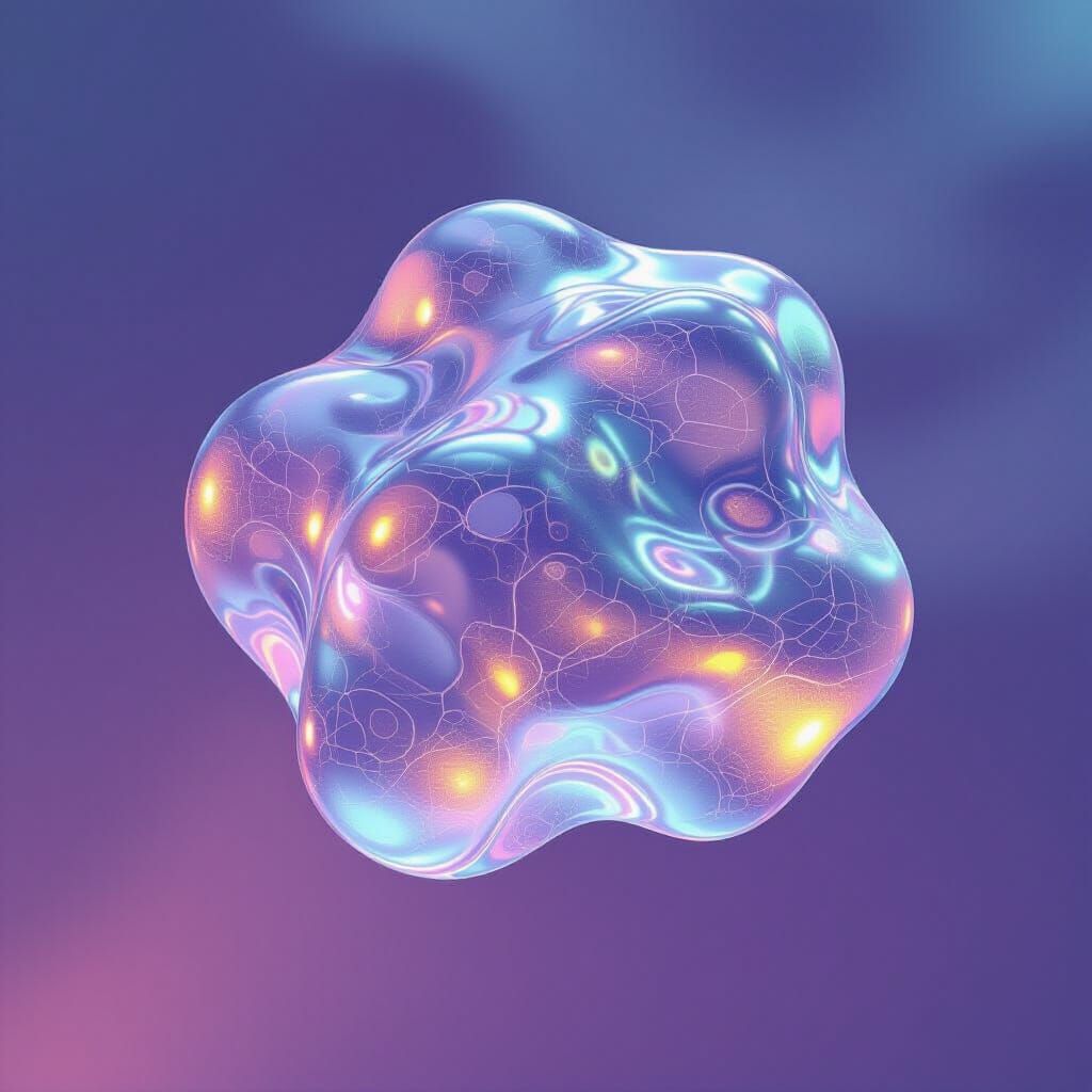 Translucent Blob with Infinite Spikes on Gradient Background