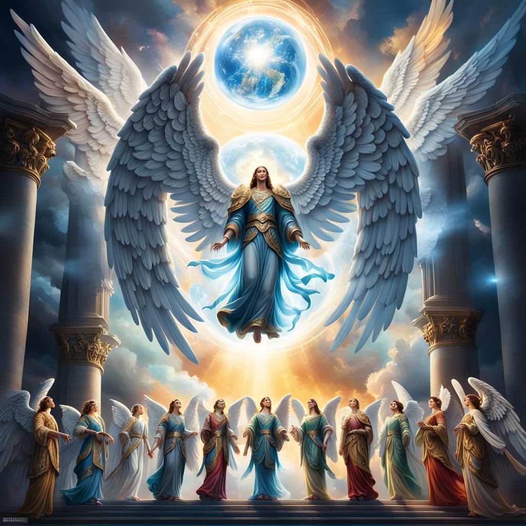 Majestic Angels Surrounding Orb of Light