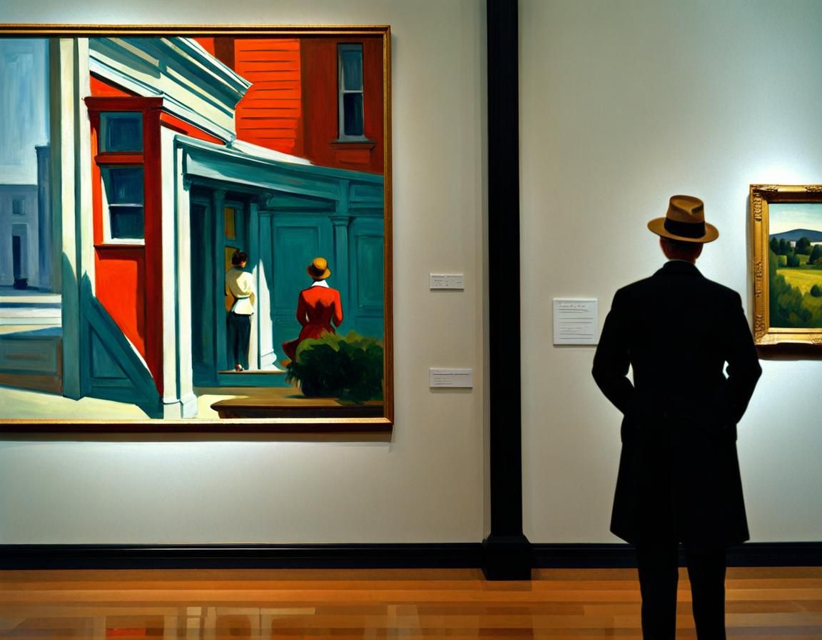 Museum Interior in Edward Hopper Style