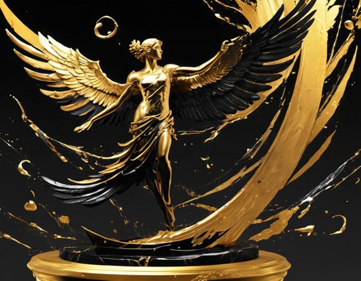 Golden Champions with Feather Wings and Laurel Wreaths