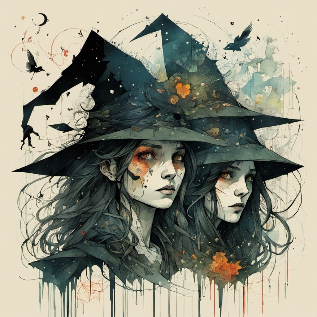 Enchanting Witches Gather Under Mystical Skies