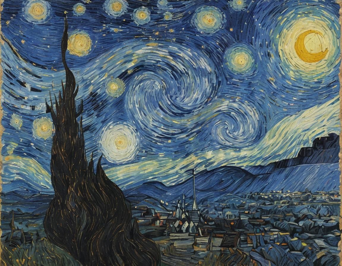 Starless Night Sky in Van Gogh Style