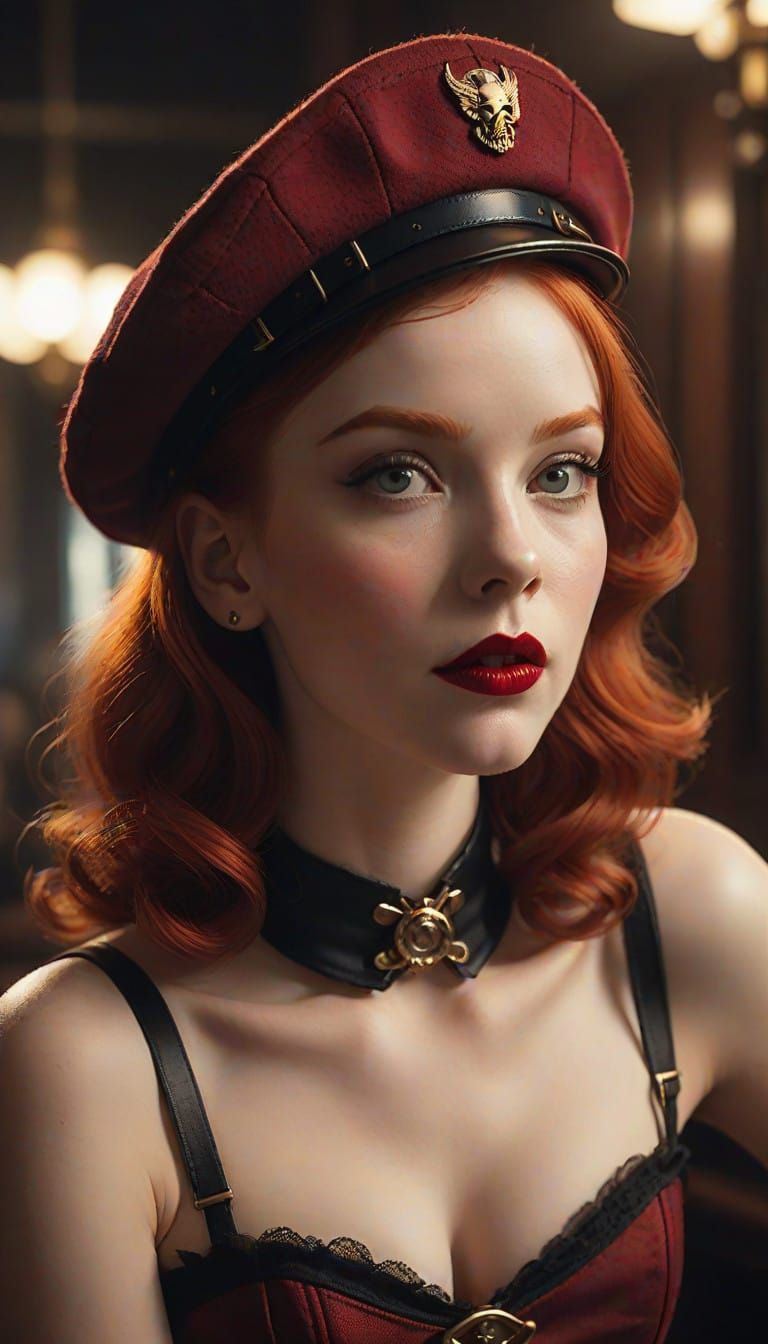 Sultry Redhead Captured in Film Noir Glamour