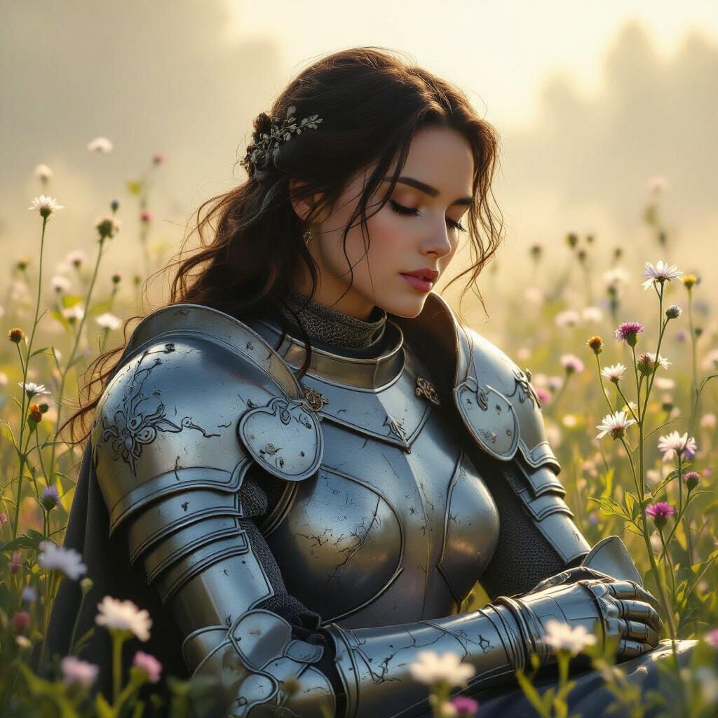 Knight in Morning Mist: Serene Fantasy Art