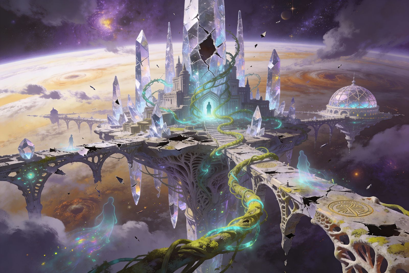 Crystalline City Collapsing in Gas Giant Atmosphere