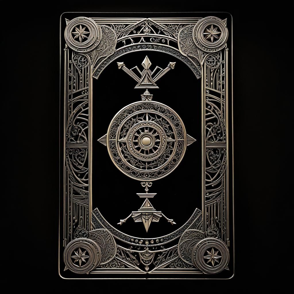 Escher Labyrinth Tarot Card in Inkpunk Style