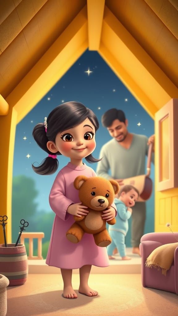 Cozy Cottage Scene in Storybook Illustration Style